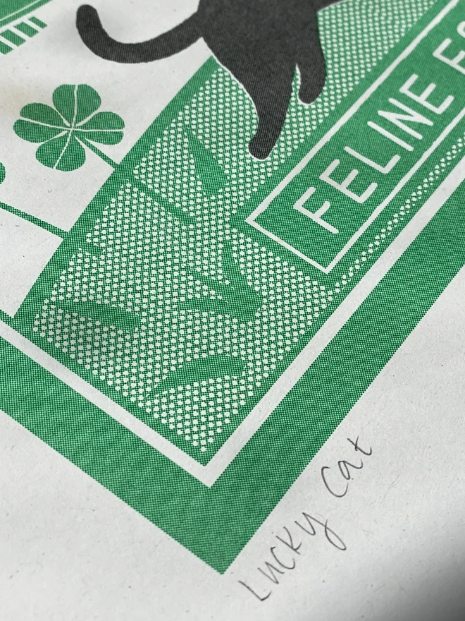 'Lucky Cat' Risograph Print