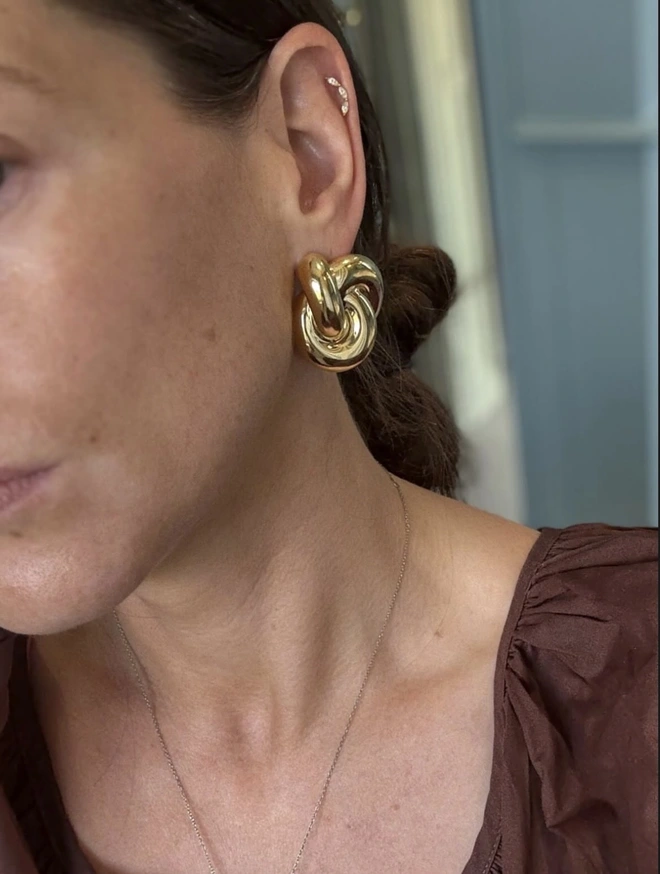 Loel Large Gold Knot Earrings