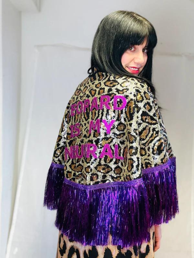 Tinsel leopard print cape 