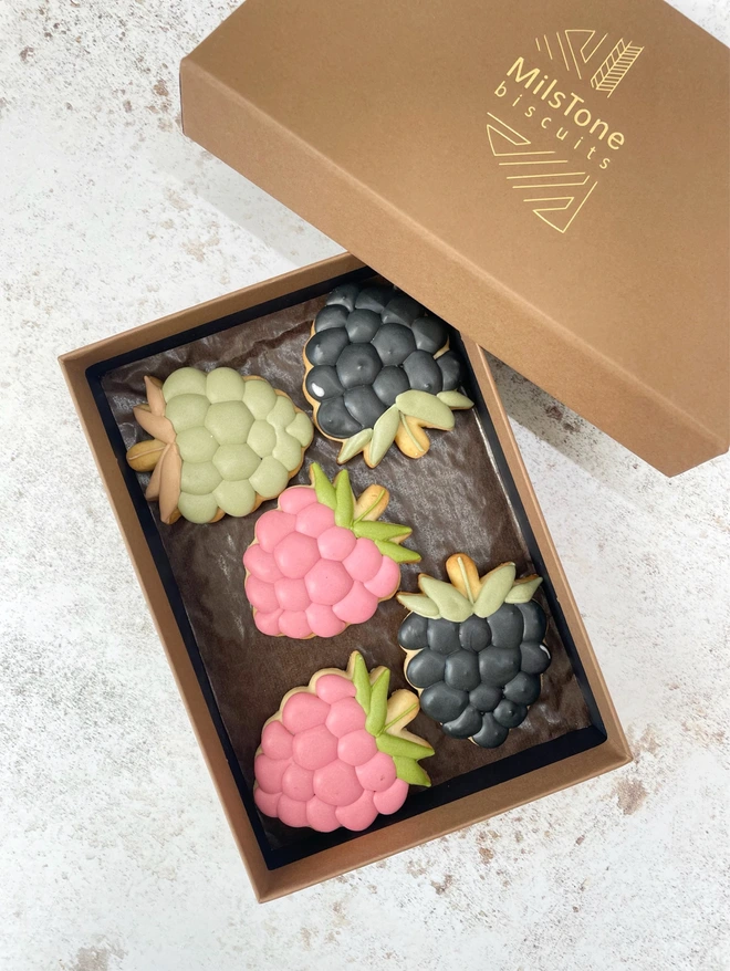 Summer Berries iced biscuits gift box