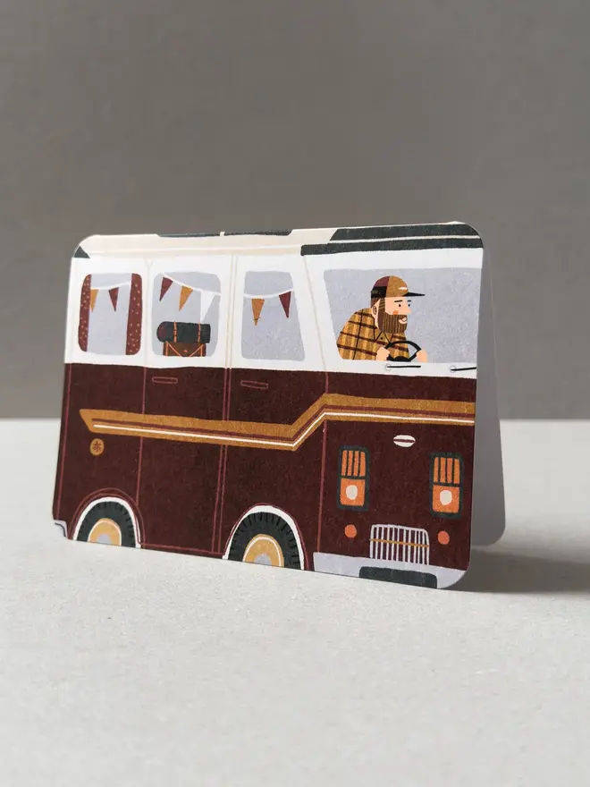 Campervan No.2 Greetings Card (Red)