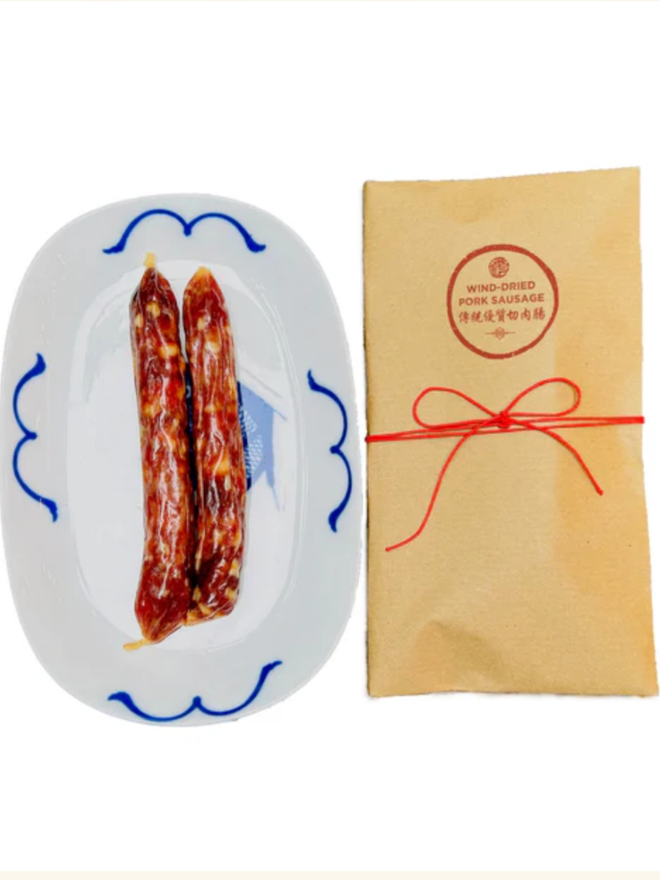 Wind Dried Pork Sausage. A package of pork sausages.