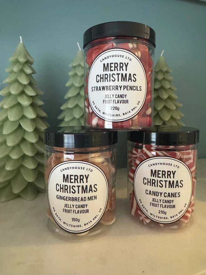 Candy Cane Gingerbread Men Strawberry Pencils Christmas Sweets Candyhouse