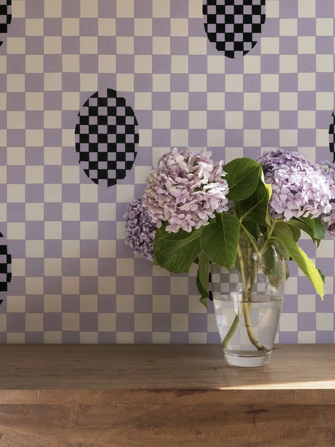 Deco Checkers In Violet Veil Wallpaper Micaela Sharp 