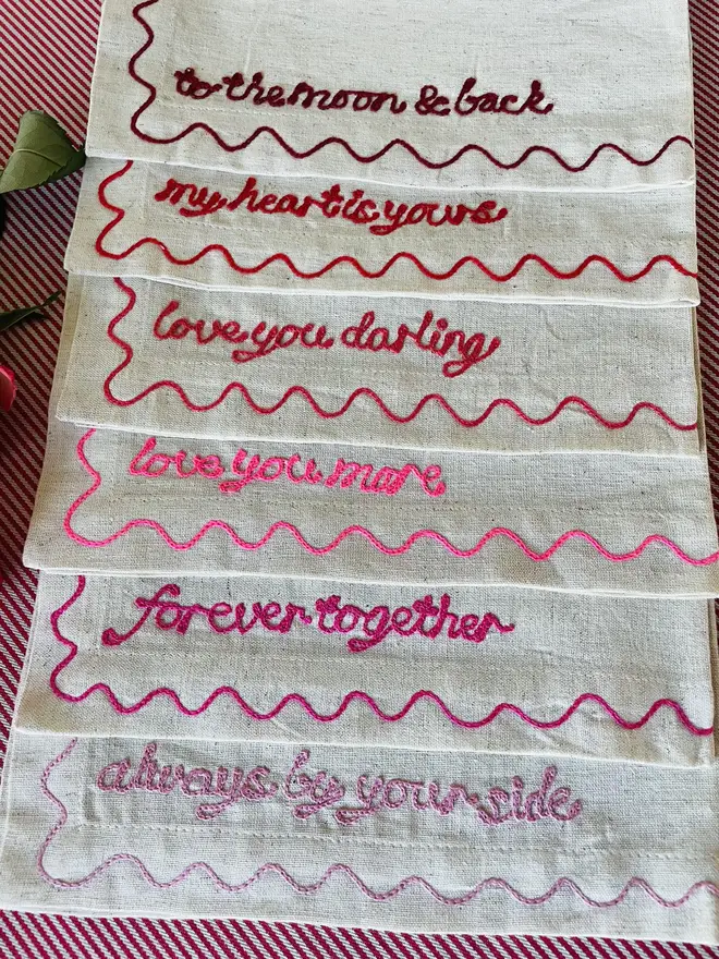 Embroidered Valentines Napkins (Set Of 6)