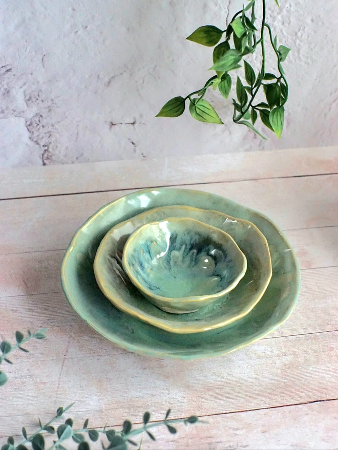 ceramic nesting bowls, ceramic bowls, serving bowls, Jenny Hopps Pottery, ceramic gift, house gift, 