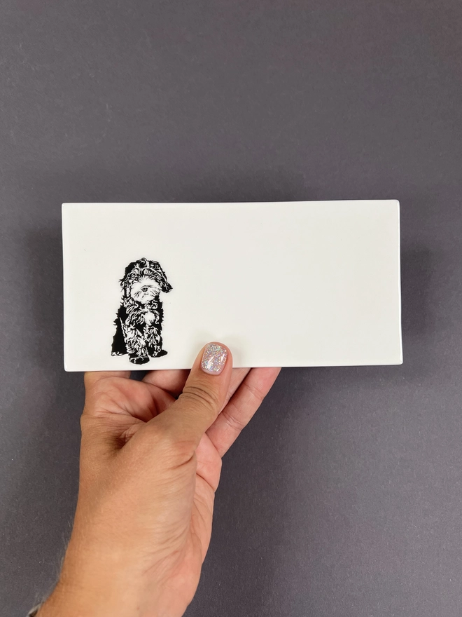 Cockapoo puppy rectangle trinket tray