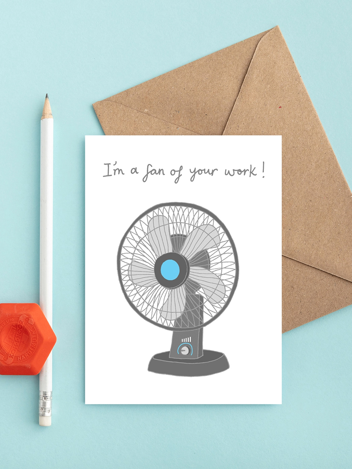 A funny congratulations card featuring an electric fan