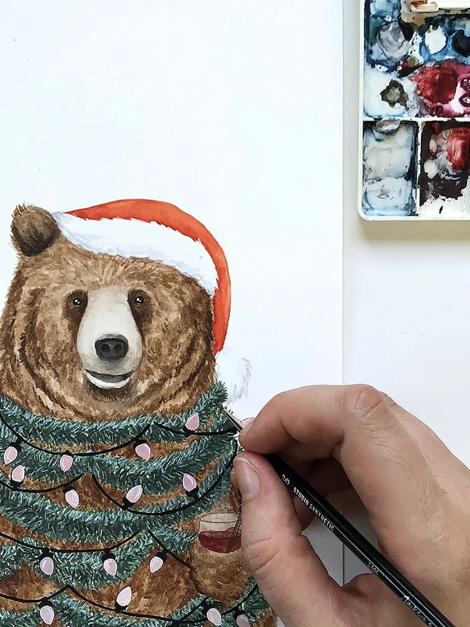 christmas brown bear card