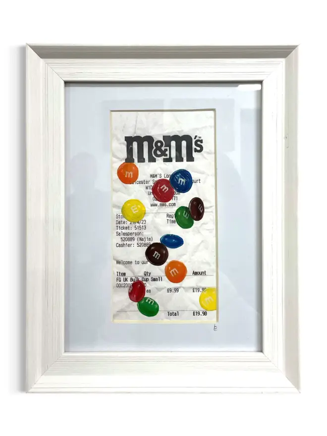M&Ms Receipt Print, against a white background