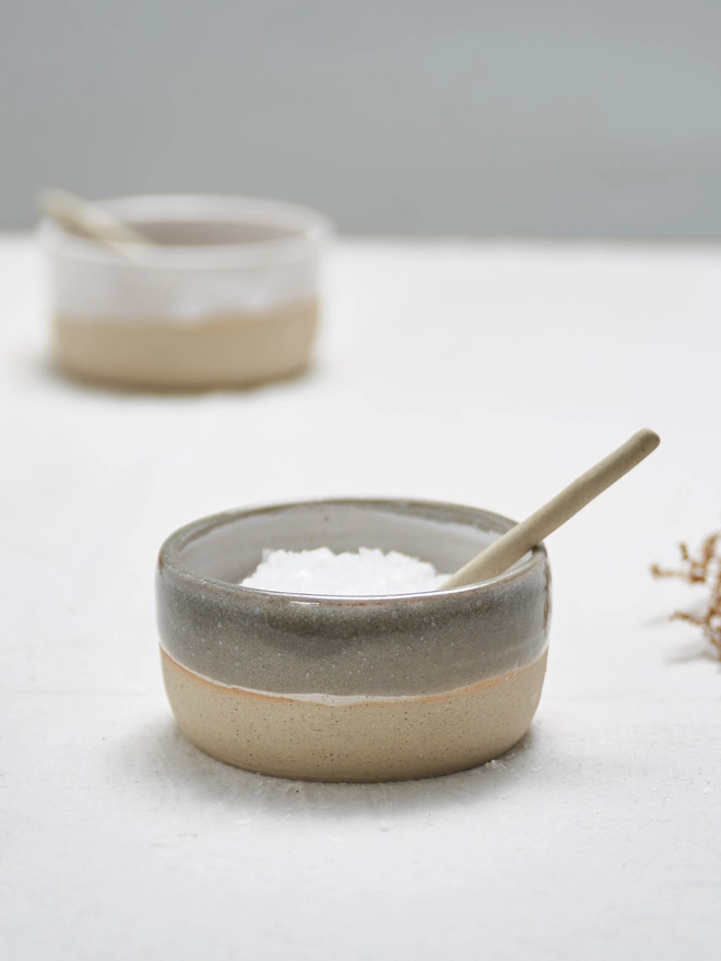 grey ceramic dipping bowl
