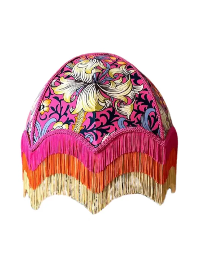 William Morris Golden Lily Fringed Lampshade Serotonin Pink