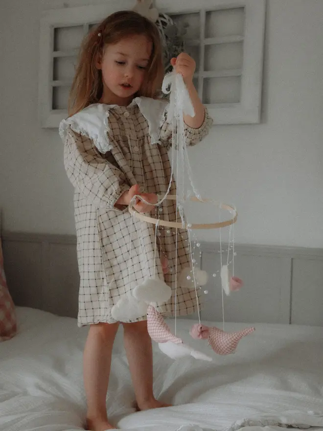 Carousel Felt Baby Mobile, Pink Birds Crib Mobile