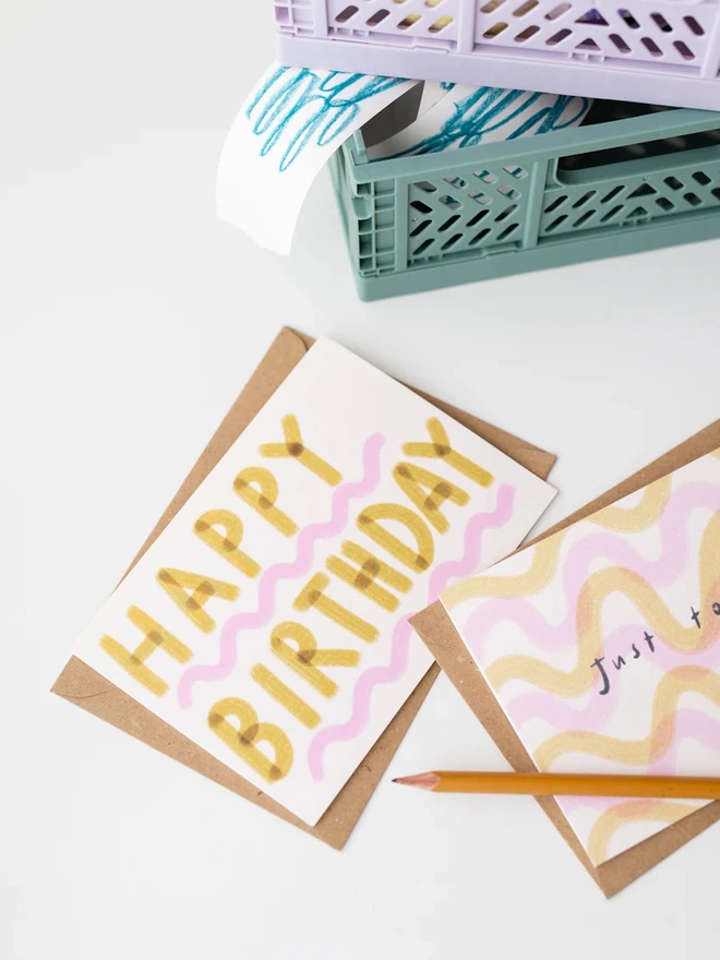 'Happy Birthday' Pink And Green Greeting Card