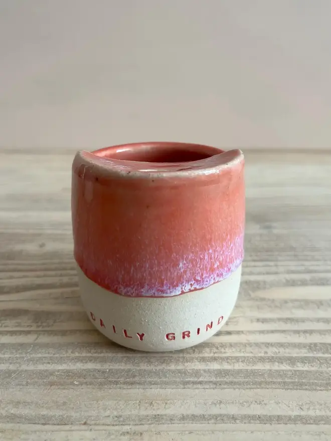 'Daily Grind' Handmade Ceramic Travel Cup Pink Glaze