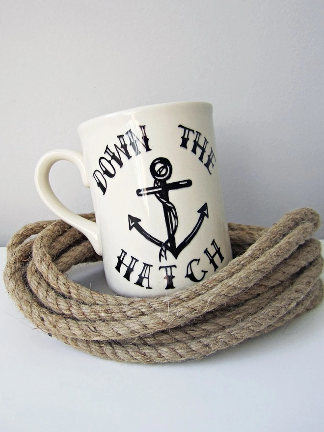 'Down the Hatch' Ceramic Anchor Mug