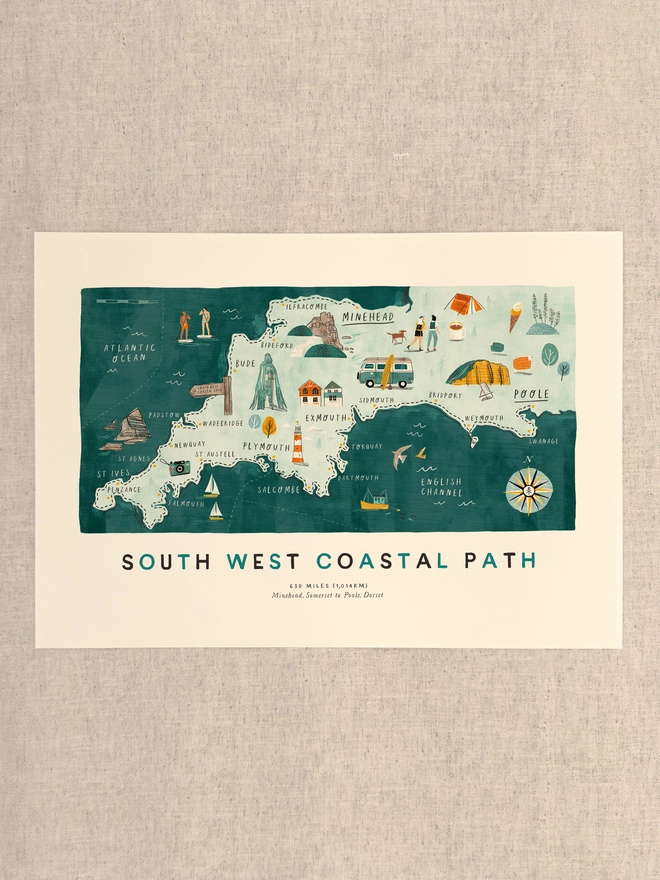 South West Coastal Path Print, unframed, against a neutral background