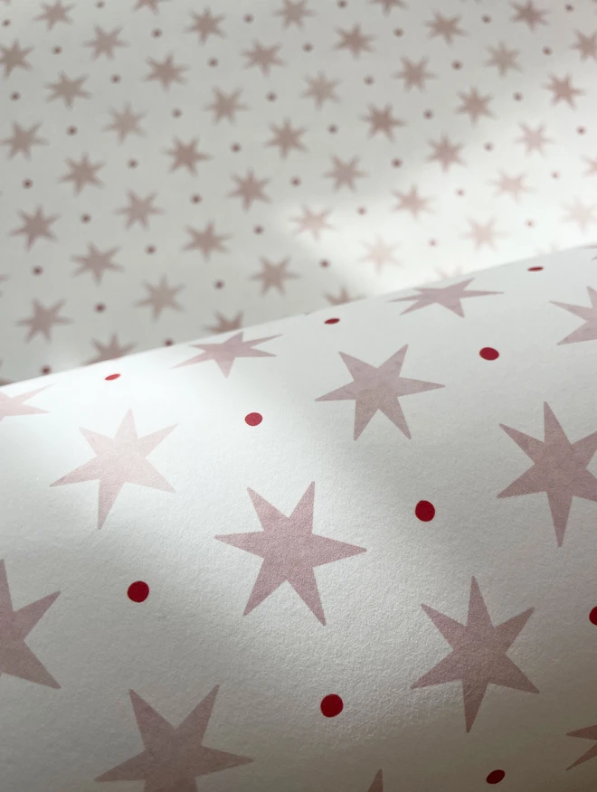 Ducks In A Row Stars and Spots Kids Wallpaper Blush Pink Roll