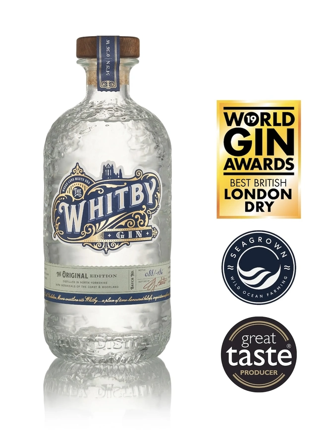 Original Edition Gin, a bottle of gin sitting on a plain white surface. 