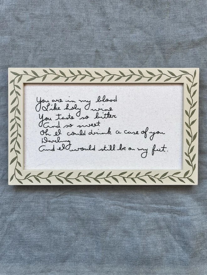'A Case of You' Hand Embroidered Artwork