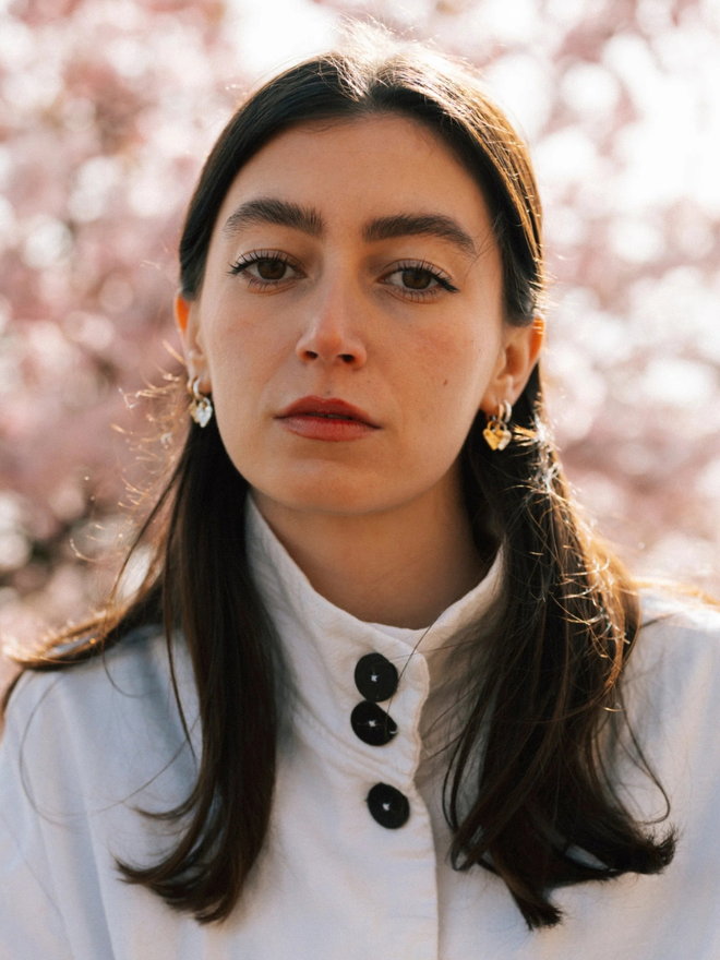 Gold hoop heart earrings