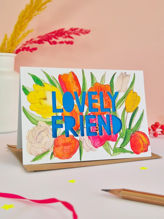 Lovely friend paper cut card
