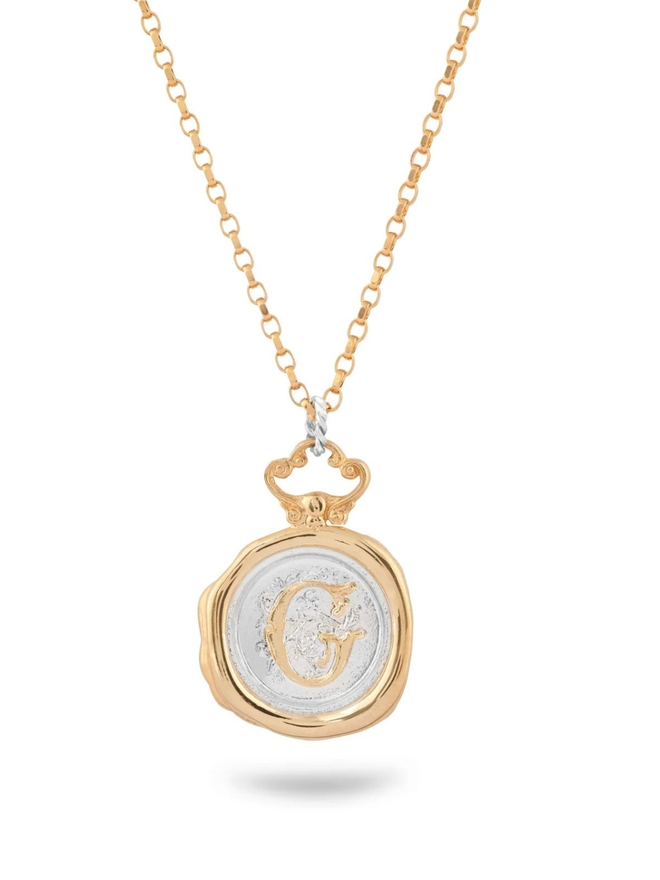Large personalised wax seal necklace