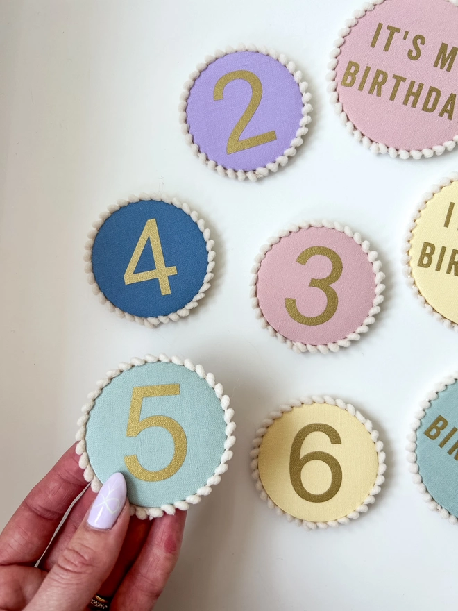Pastel Coloured Birthday Number Badge