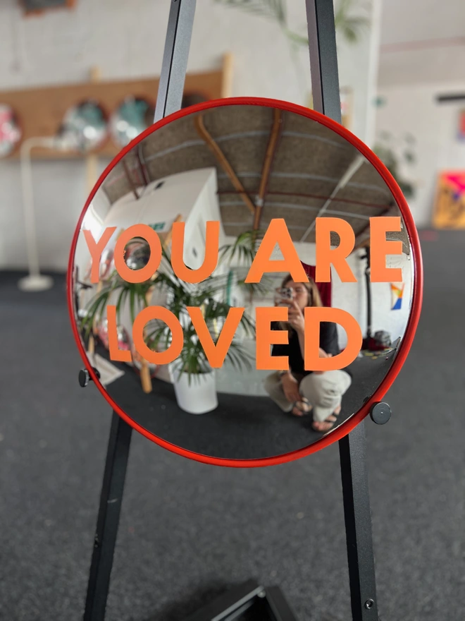 Convex painted mirror you are loved