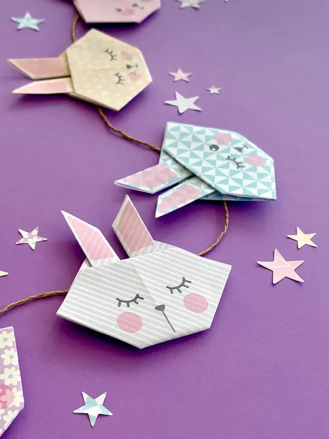 Origami Bunny Garland Kit: Pastel Easter Craft