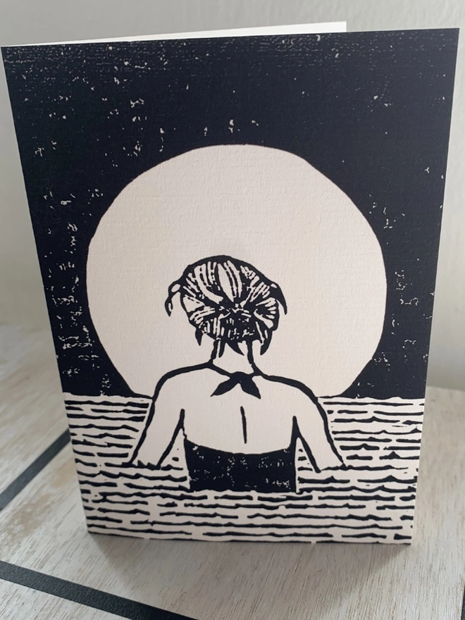 Greetings card Full Moon Swim