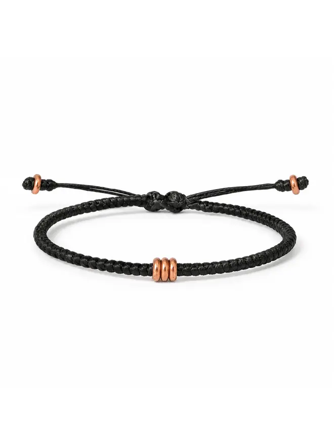 women’s black cord bracelet copper ring beads adjustable handmade London