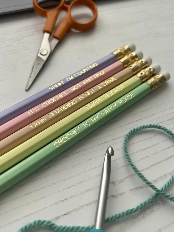 Crochet Themed Pencil Set (Set of 5)