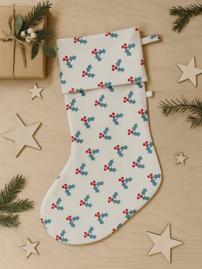 Christmas Holly Organic Stocking 