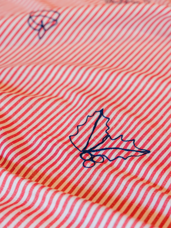 Red striped Christmas tablecloth