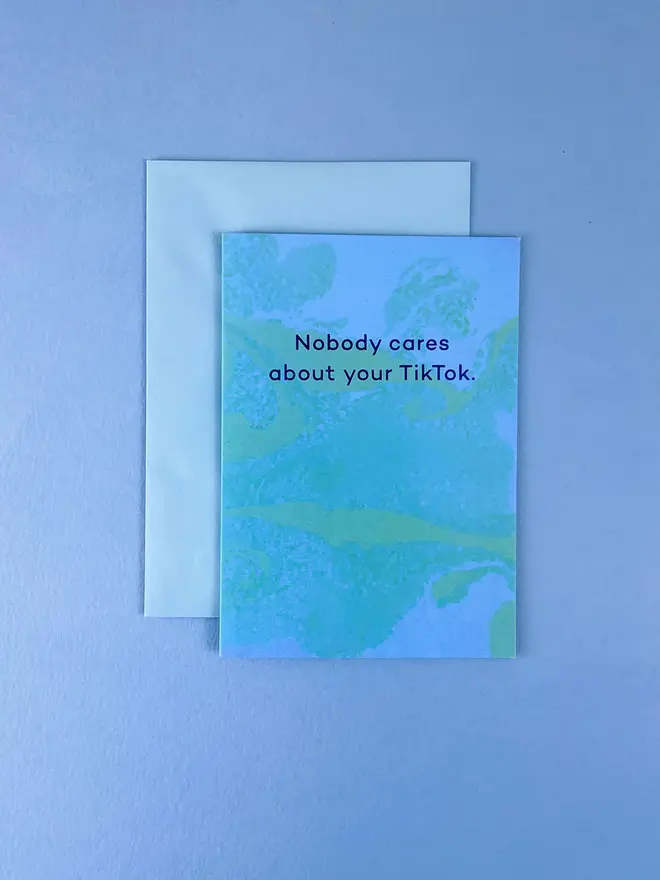 nobody cares about your tiktok blue marbled card