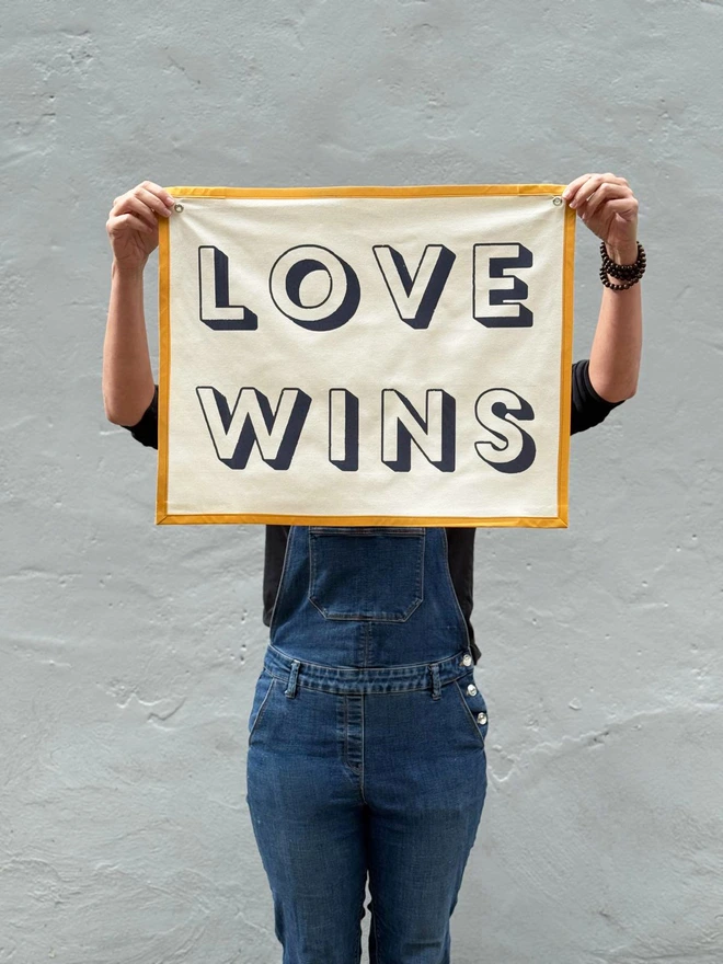 love wins cotton hanging banner with bespoke quote