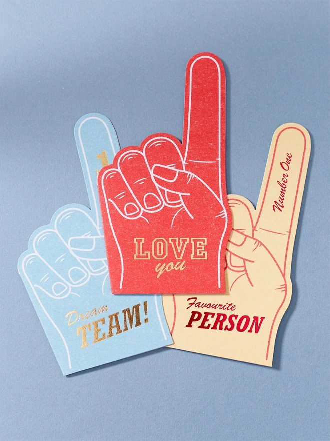 foam finger cards love cards for valentines day foil detail