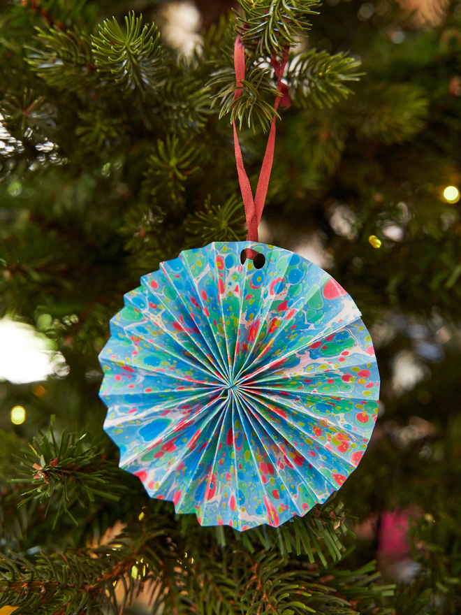 Hand Marbled Pinwheel Hanging Decoration