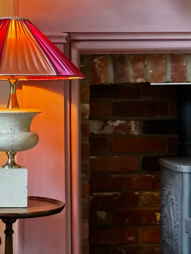 The Stripy Shade - Raspberry & Rose Pleated Lampshade