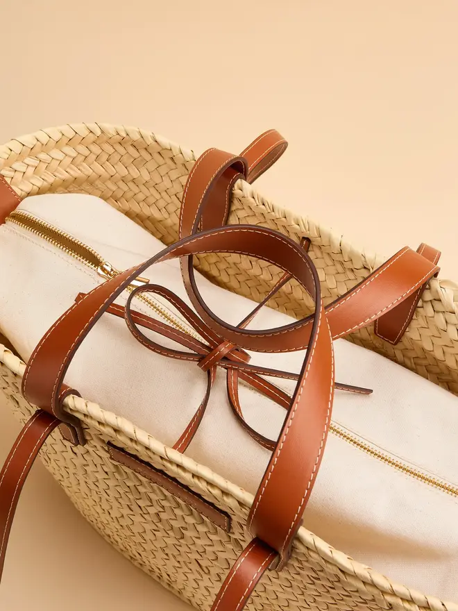 Pampelonne Maxi Tan Palm Leaf Basket