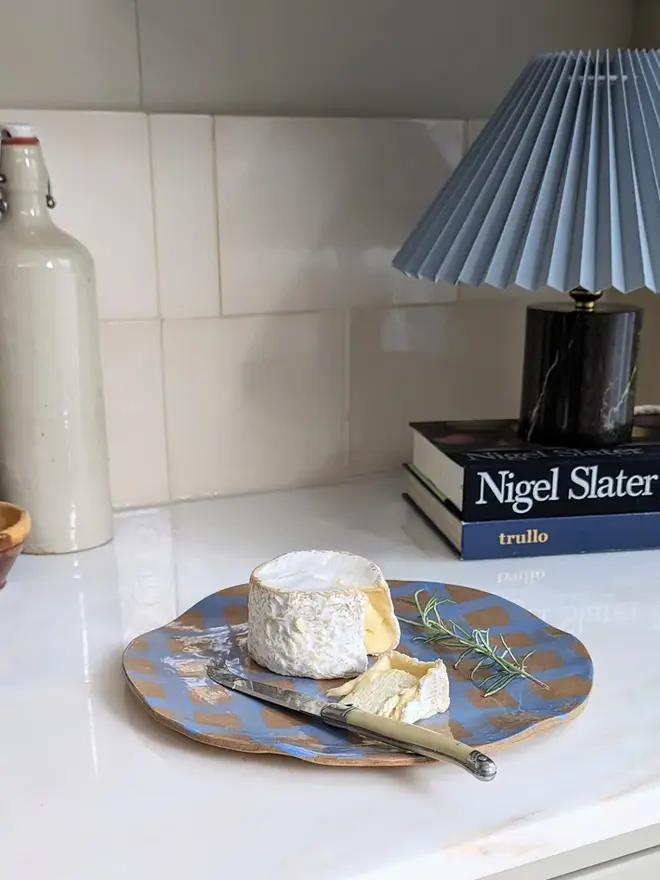 Baby Blue Gingham Serving Platter