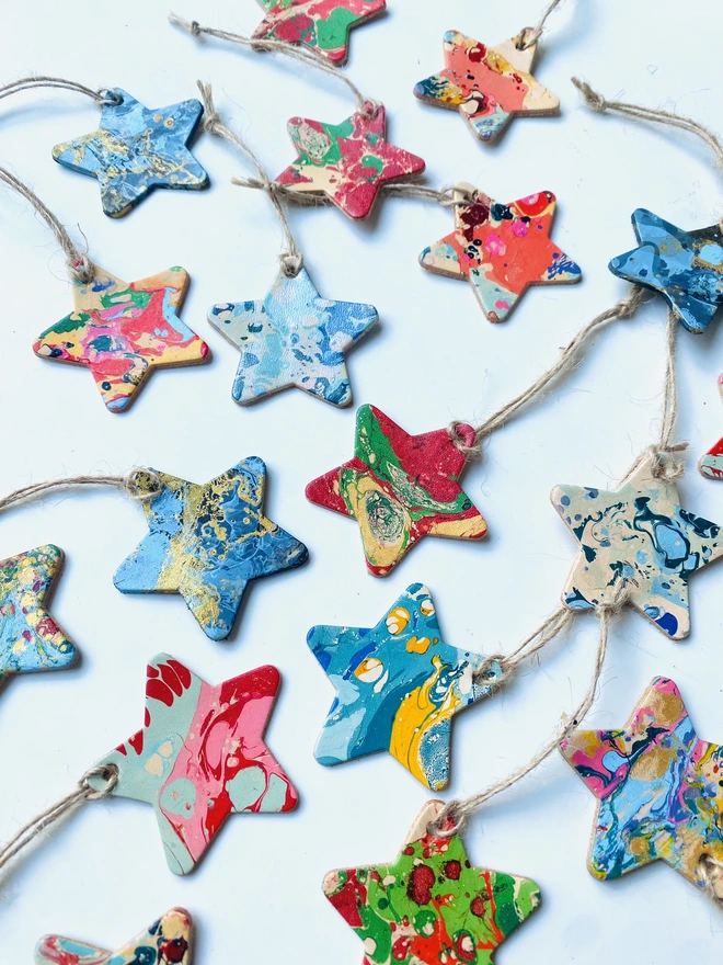 Marbled Christmas star decorations