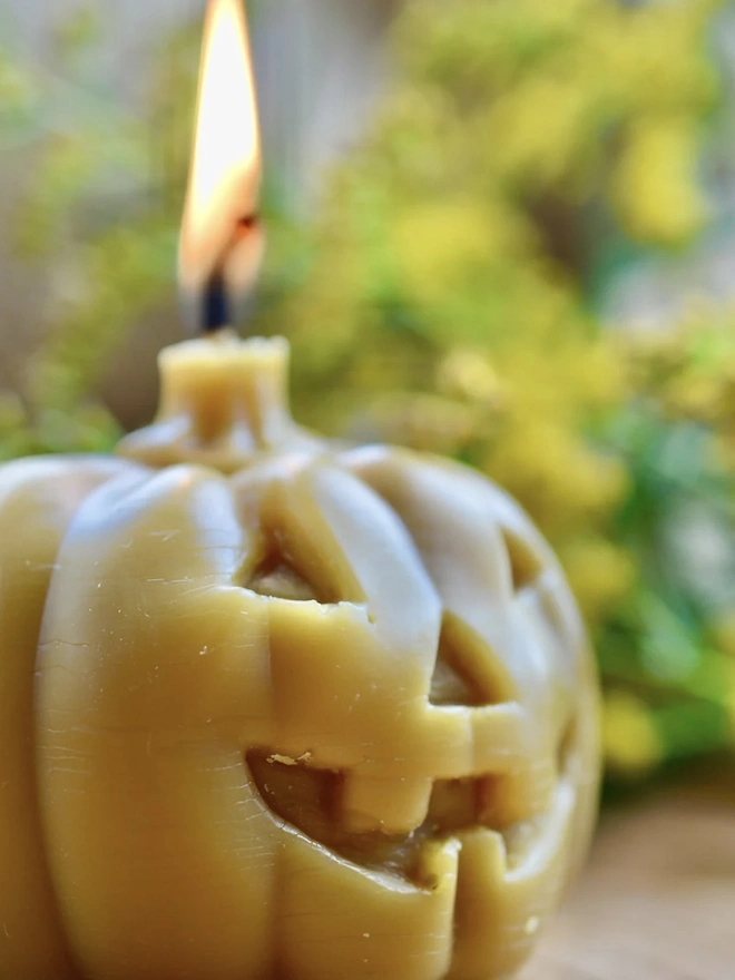 Halloween Scary Pumpkin Jack O’Lantern Beeswax Candle