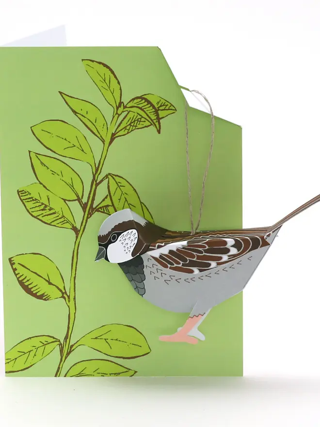 Card With 3D Sparrow Ornament