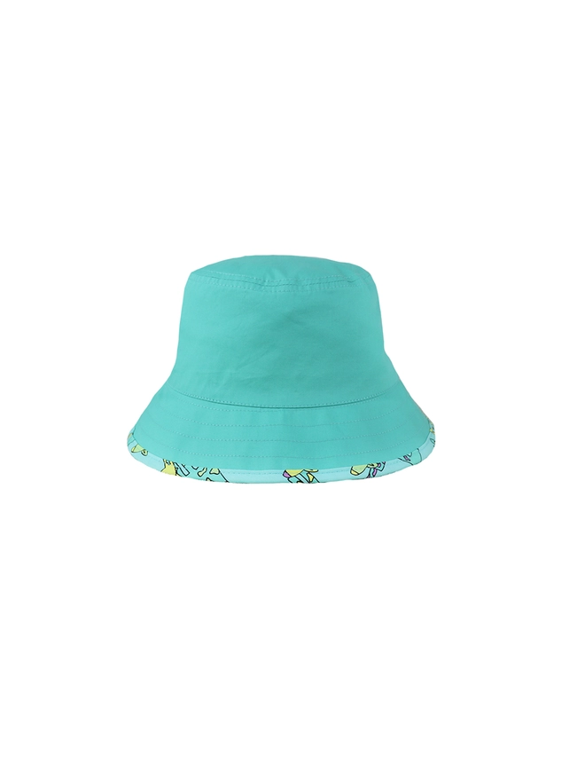 Kids sun bucket hat reversible turquoise front