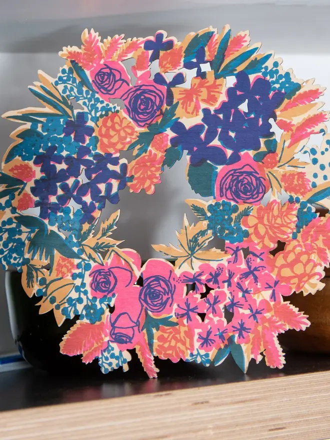 floral wooden wreath