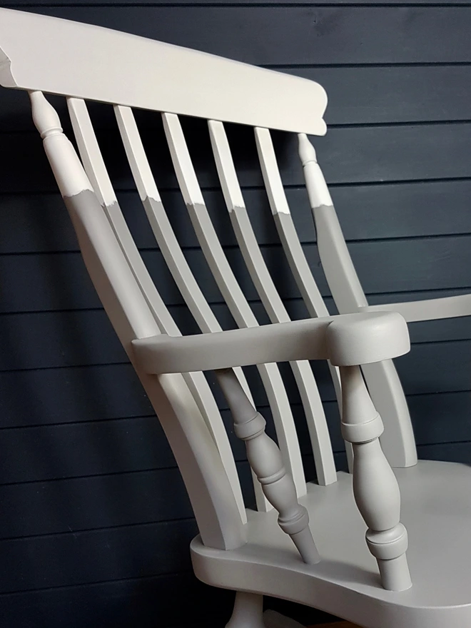  Painted Wooden Rocking Chair Grey And White 