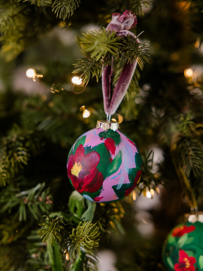 Hand-painted Christmas tree bauble decoration