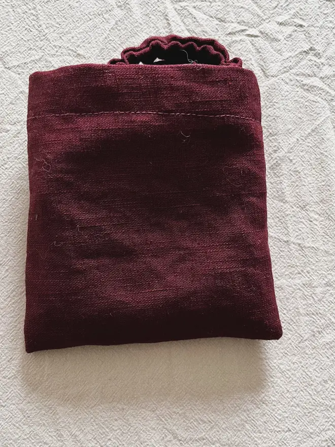 burgundy linen sleep mask bag